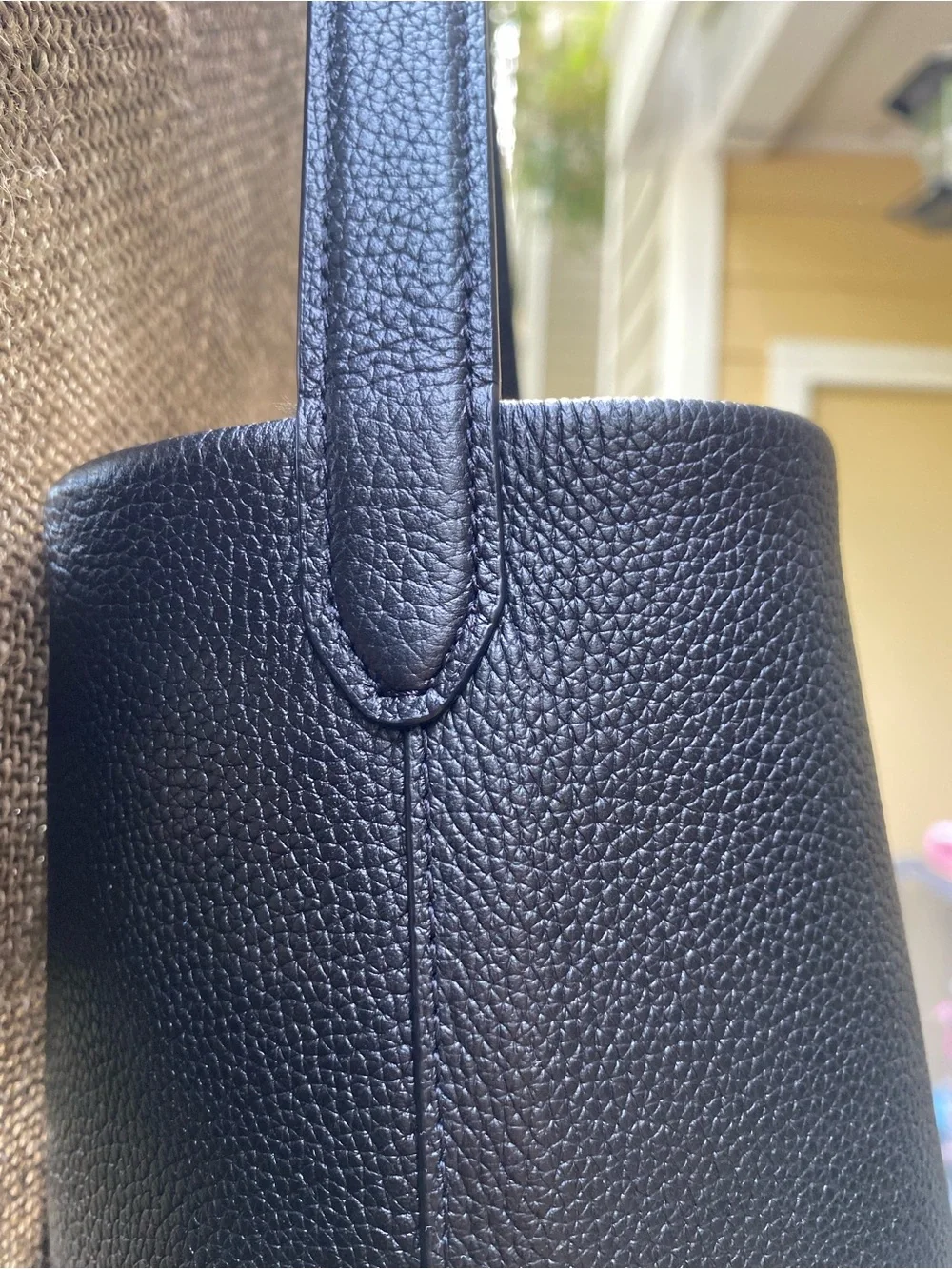 The Row N/S Park Medium Tote in Black Grained Calfskin with Tan Suede Interior